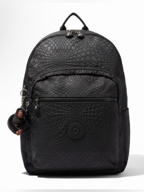 KIPLING School Laptop Backpack Black Dimensional Embossed